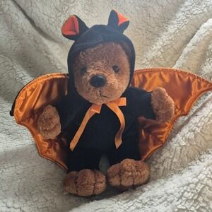 Gund Boo Bear Halloween Bat Costume Plush Brown Teddy Bear Orange Black 43074